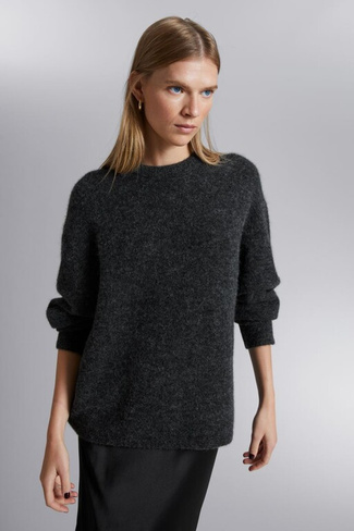 Свободный свитер вязки из альпаки H&M, серый