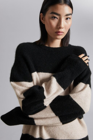 Свободный свитер вязки из альпаки H&M, черный