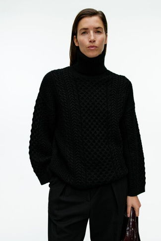Шерстяной вязаный свитер H&M, черный