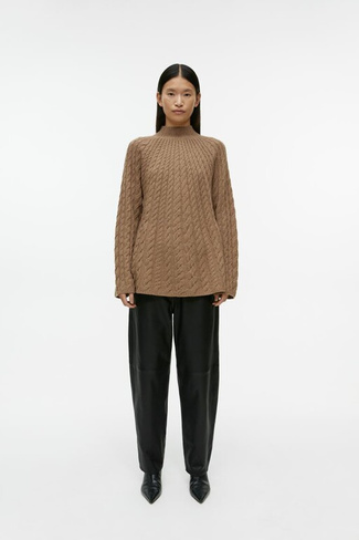 Шерстяной свитер косой вязки H&M, коричневый