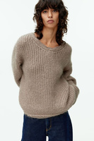 Вязаный свитер из шерсти и мохера H&M, серый