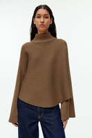 Короткий свитер из хлопка и шерсти H&M, коричневый